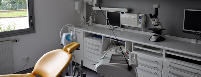 Salle de soins et son fauteuil dentaire